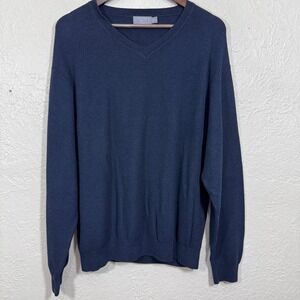 Vtg Talbots Mens Sweater XL Navy Cotton Modal Stretch Soft 90s Old Money Minimal